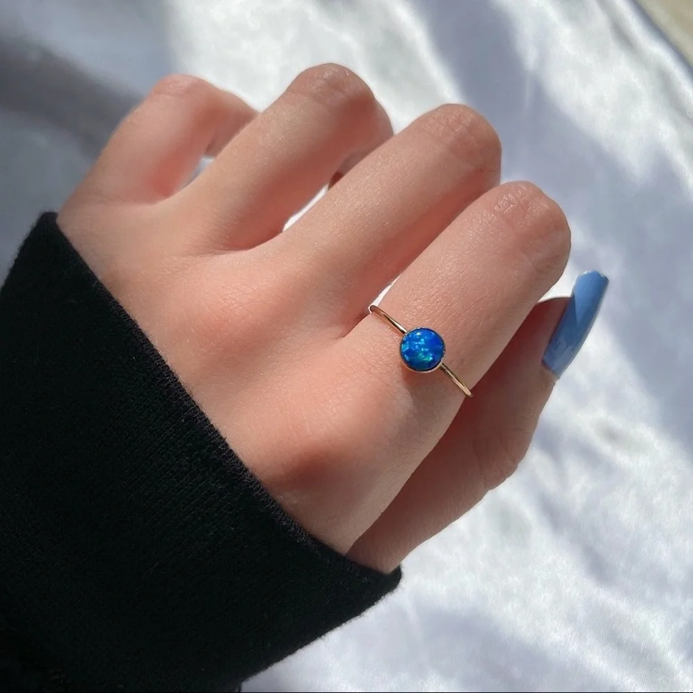 14K Gold Filled Round Opal Ring